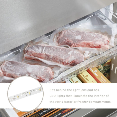 Refrigerator Light Board Replacement OEM Part For Bright Interior No Fuss Upgrade, LED light illuminating freezer with meats