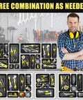 60 Piece Tool Box Organizer Tray Set With 5 Sizes For Easy Drawer And Garage Storage, Black Plastic Trays For Tools