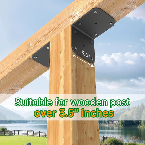Beefy 4x4x3.5 Pergola Brackets Heavy Duty L Brackets For Wood 4 Pack Corner Brackets For Decks Shelves And Fences 800 Lbs Capacity