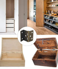 Snazzy Antique Bronze Three Folding Hinges 43mm Wide 2Pcs Decorative Cabinet Door Hardware For Vintage Chests Furniture shown with wooden boxes.