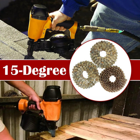 3600 Count Coil Roofing Nails Seven Eighths Inch Long With 0.120 Inch Diameter 15 Degree Round Head Wire Weld Collated