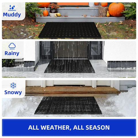 Heavy Duty Outdoor Doormat With All Weather Waterproof Construction Non Slip Drainage Entry Mat for mud rain snow