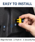 Smooth 120 Piece Nylon Grommet Screw Kit For Car License Plates And Bumper Trim Universal Rust Proof Fasteners, easy installation steps shown.