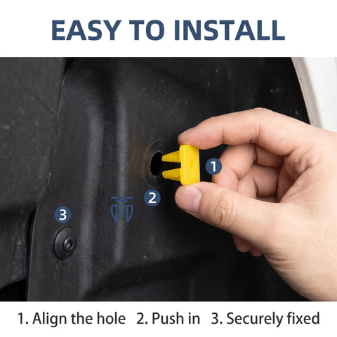 Smooth 120 Piece Nylon Grommet Screw Kit For Car License Plates And Bumper Trim Universal Rust Proof Fasteners, easy installation steps shown.