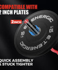 47 Inch EZ Curl Bar for Olympic Plates Beast Mode Ready, showcasing compatibility with 2 inch plates and quick assembly