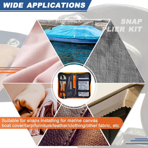 Heavy Duty Snap Fasteners Kit Built Tough With Magnetic Die Holder And Adjustable Pliers 60 Set 15mm Stainless Marine Snaps for boat covers and tarps