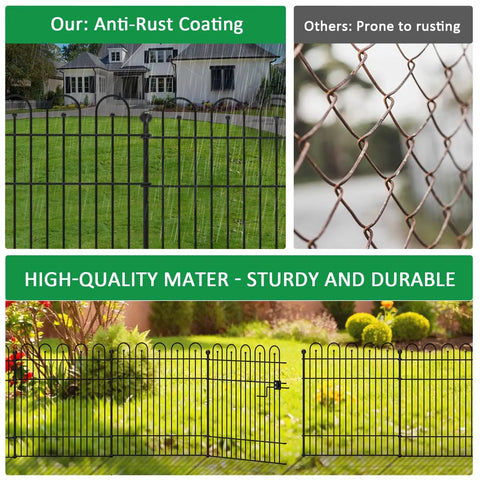 Durable No Dig Garden Fence With Gate 32 Inch Tall Panels 29 Inch Wide Each 10 Panels Rustproof Metal Outdoor Barrier For Yard And Patio Easy Set Up Dog Fence Temporary Fence For Pets And Wildlife