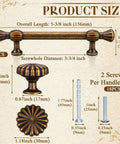 Vintage Zinc Alloy Cabinet Hardware Kit With Six Round Floral Knobs And Six Fluted Bar Pulls product size dimensions chart