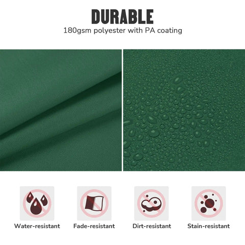 180gsm polyester with PA coating showing water-resistance qualities of Outdoor Swing Canopy Replacement UV30 Plus 180Gsm Green Canopy Top