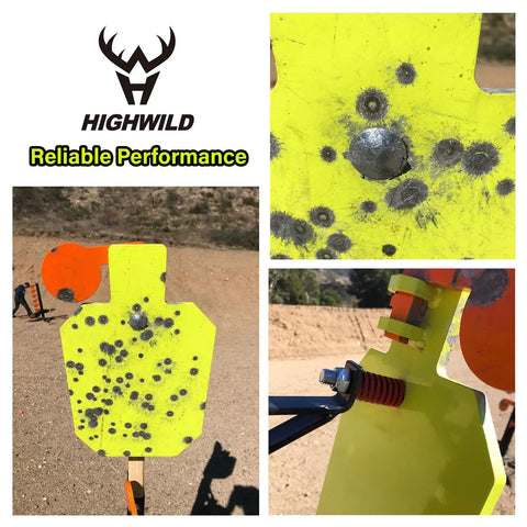 AR500 Steel Hostage Target 7 x 12 Inch Three Eighths Inch Armor Reactive Target with neon color and swinging paddle.