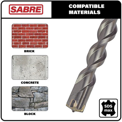 2 Inch Diameter SDS Max Rotary Hammer Drill Bit With U Flute Carbide Tipped 4 Blade Cutter Head For Brick Stone Concrete