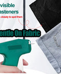 Top Shelf Clothing Stitch Gun Kit With No Sweat Quick Fix Sewing Tool for easy fabric fixes on denim and black fabric.