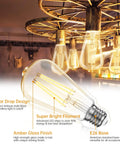 Dimmable LED Edison Bulbs 8W Equivalent 60W E26 Filament Vintage Vibe Daylight 5000K Bright White 80 Plus CRI hanging indoors