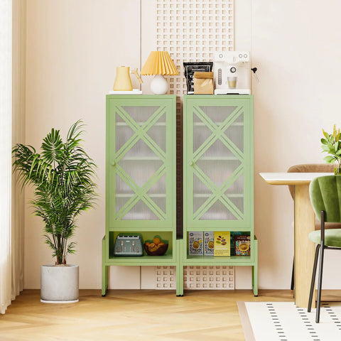 Heavy Duty Outdoor Storage Cabinet In Sage Green With Waterproof Rust Resistant Steel Construction, Patio Cabinet