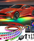 Underglow LED Kit With RGB IC Dream Color Chasing 213 Scene Modes Music Sync Via App Or Remote High Brightness Neon Car Lights