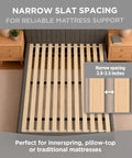 Queen Bunkie Board 60X80 Heavy Duty Wooden Slats For Bed Frame Reinforcement with narrow slat spacing for mattress support.