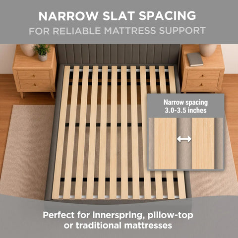 Queen Bunkie Board 60X80 Heavy Duty Wooden Slats For Bed Frame Reinforcement with narrow slat spacing for mattress support.