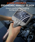 Triple Lens Borescope Pro Grade 1920P HD Endoscope with light and 4.3 inch IPS screen showing engine inspection