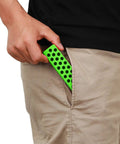 Person holding Magnetic Hex Bit Holder Rack Organizer with green color, showing pocket-size design.