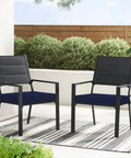 Ultra Comfort Outdoor Chair Cushions 19x19 Set Of 4 Navy Blue Waterproof Seats with Ties and Handle on metal patio chairs