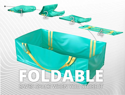 Heavy Duty Dumpster Bag For Home Reno And Yard Cleanup Up To 3500 Lbs, Reusable Foldable Debris Container shown folded