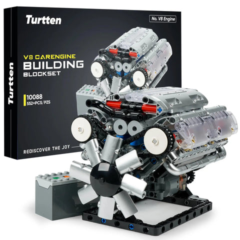 V8 Engine Model Kit For Teens And Adults Build Your Own Realistic Mini V8 With Visible Combustion Chambers shown with packaging