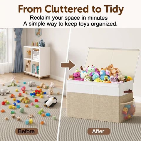Hella Spacious Game Changer Large Toy Storage Box With Lid And Dividers Foldable Organizer For Stuffed Animals Building Blocks Keeps Playroom Looking Fresh Durable PP Construction Real Talk Quality