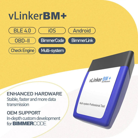 Dope Bluetooth BLE OBD2 Scanner For BMW And Mini Unlock Hidden Features With BimmerCode On iPhone And Android, vLinker BM+ adapter