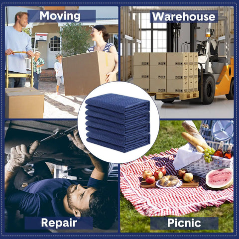 12 Pack Moving Blankets 80 X 72 Inch Heavy Duty Padding For Furniture, Appliances, And Floors During Moving Or Storage, Pro