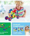 Child playing with 136-Piece Tubular Pipes And Spout STEAM Interlocking Building Block Set With Storage Box, colorful toy assembly.