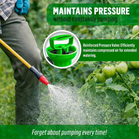 1.3 Gallon Pump Sprayer With Adjustable Nozzle And Shoulder Strap For Lawn And Garden Care spraying water on plants