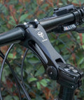 Adjustable Minus Sixty Five Degree To Plus Forty Five Degree Aluminum Bike Stem Riser, 140mm Length, installed on handlebars