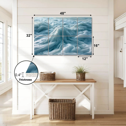 8 Pack Dreamy Blue Ocean Wave Acoustic Wall Panels Self Adhesive Sound Absorbing Home Studio Essentials Vibe mounted on wall.