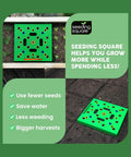 Color Coded Square Foot Garden Spacing Template With Dibber Seed Spoon Ruler And Planting Guide for no fuss seed planting