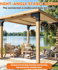 Outdoor gazebo with wooden posts using 4 Pack Pergola Bracket Kit Sets, 2-Way L Shaped Corner Brackets For 3.5 By 3.5 Inch Wood Posts