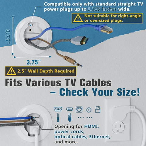Diagram of In Wall Cable Management Kit No Mess Wires Hiding Power And Low Voltage Cables With Hole Saw Drill For Easy TV Mounting Cord Hider.