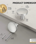 Heavy Duty Zinc Alloy Cabinet Knobs 5 Pack Brushed Nickel Drawer Handles For Kitchen Cabinets And Bathroom Vanity With All Mounting Screws Included Built Tough No Fuss Design For Modern Homes dimensions showing size and included screws