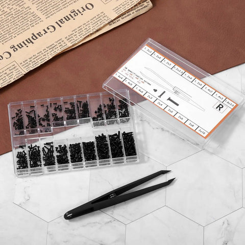 500 Piece Micro Screw Kit For Glasses And Electronics With Black Screws Included Screwdriver And Tweezers