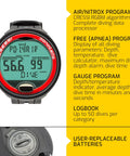 Donatello Wrist Dive Computer With Air And Nitrox Modes, HD Backlit Display, large screen showing dive data and settings