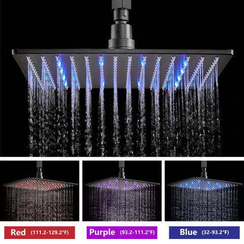 Top Shelf Ceiling Shower Faucet Set Featuring Handheld Sprayer And 12 Inch Led Rainfall Head Slick Matte Black Finish Solid Stainless Steel Build With Brass Valve For Heavy Duty Bathroom Upgrades