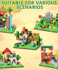 Four 4x4 magnetic baseplates with Minecraft-style grassland theme blocks, part of Magnetic Baseplate Set For Kids 4x4 Magnetic Building Blocks Grassland Theme STEM Toys For Boys And Girls Age 3 Plus Easy Grip Base Plate For Minecraft Style Dope Creations.