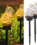 Owl Figure Solar LED Lights 2 Pack Garden Decor With Stakes Battery Free Outdoor Yard Pathway Lighting for Patio and Lawn