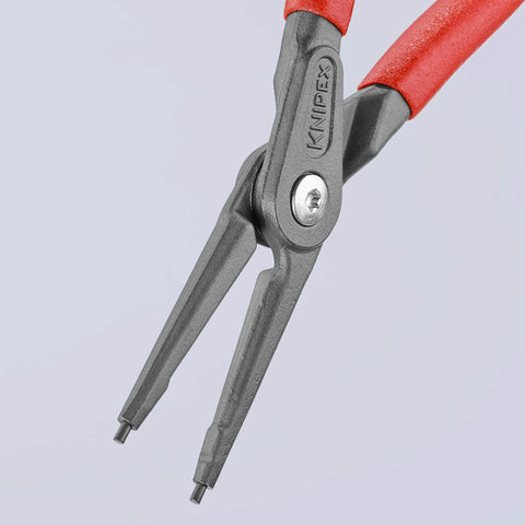 Knipex Internal Precision Snap Ring Pliers Go To Pro Grade Tool For Internal Circles, Durable, Red Handles, Close-up View