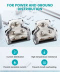 2 Way Car Audio Power And Ground Distribution Block With 0 2 4 Gauge Input And 4 8 Gauge Output For Amplifier Wiring Heavy Duty Ground Splitter For Auto Stereo System Easy Install And Reliable Protection. 2-pack zinc alloy blocks with clear covers