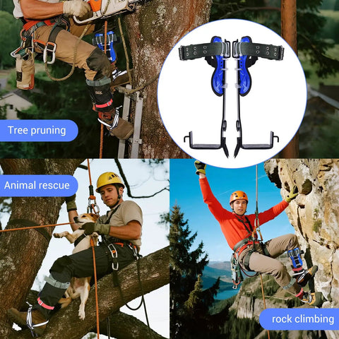 Image of Beefed Up Tree Climbing Kit With Anti Slip Footboards And Tool Set for tree pruning, animal rescue, and rock climbing.