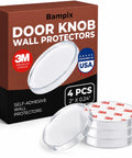 Clear Silicone Door Knob Wall Protectors 2 Inch Flat Profile Self Adhesive Bumpers showing 4 pack with box.