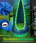 Light Up Kids Pod Swing Chair with LED Lights, Upgraded Cotton Hammock for Indoor and Outdoor Play showing fabric and pocket.