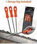 Three Piece Chainsaw Sharpening File Set With Seven And A Half Inch Round Files For Standard Chain Sizes In Heavy Duty High Carbon Steel