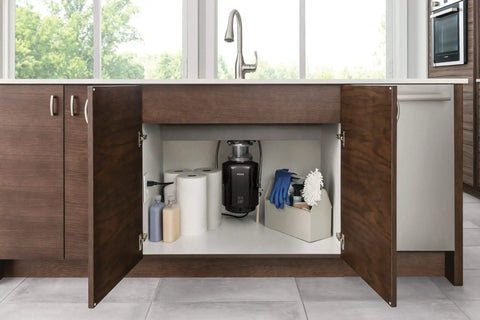 Powerful 0.75 Horsepower Garbage Disposal With Power Cord, Batch Feed Safety Activation And Quiet Operation installed under sink