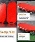 Heavy Duty Machine Dolly Low Profile Moving Cart With Thickened Steel Plate showing non-slip panel and steel wheels.